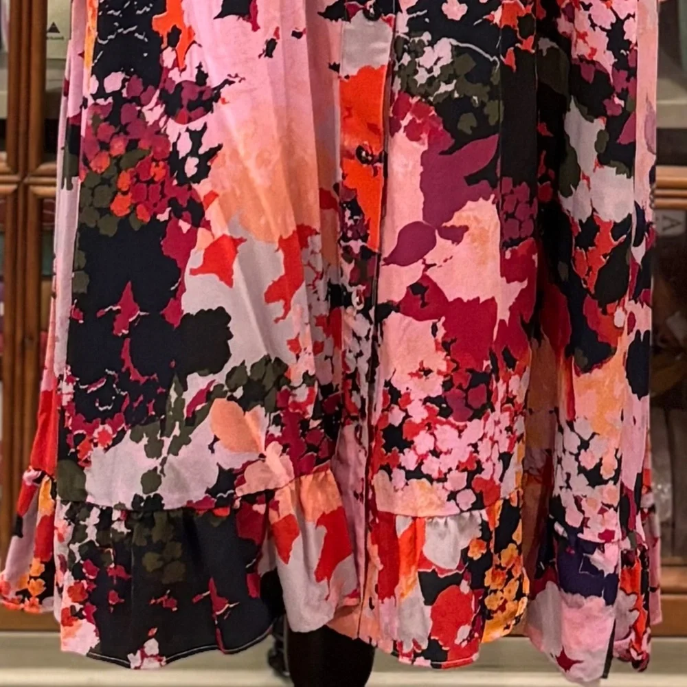 Anthropologie Printed Silk Wrap Dress, Sz 10 - Picture 10 of 14